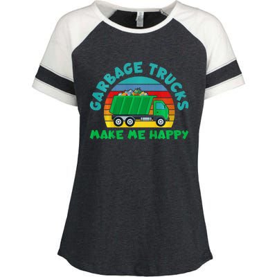 Trash Truck Garbage Day Garbage Trucks Make Me Happy Enza Ladies Jersey Colorblock Tee