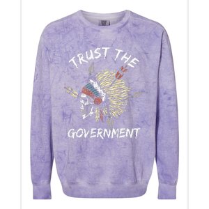 Trust The Government Skull Native American Colorblast Crewneck Sweatshirt