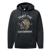 Trust The Government Skull Native American Performance Fleece Hoodie