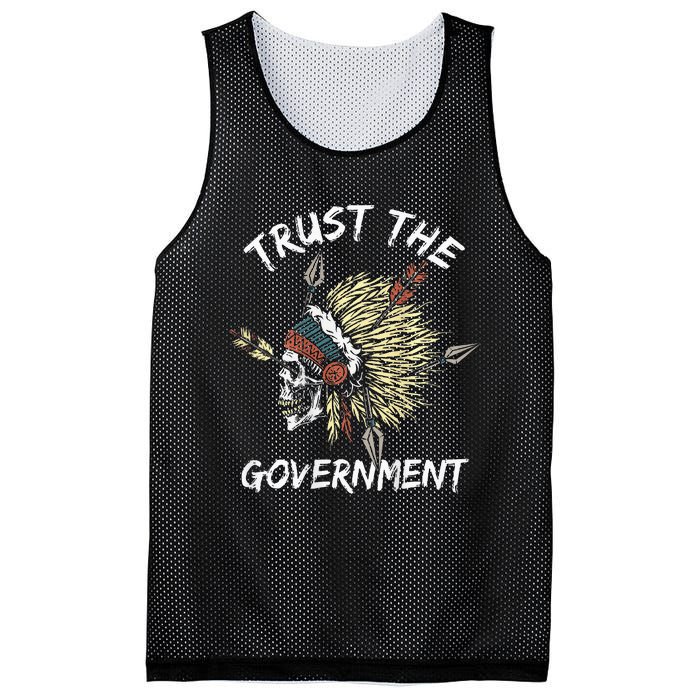 Trust The Government Skull Native American Mesh Reversible Basketball Jersey Tank