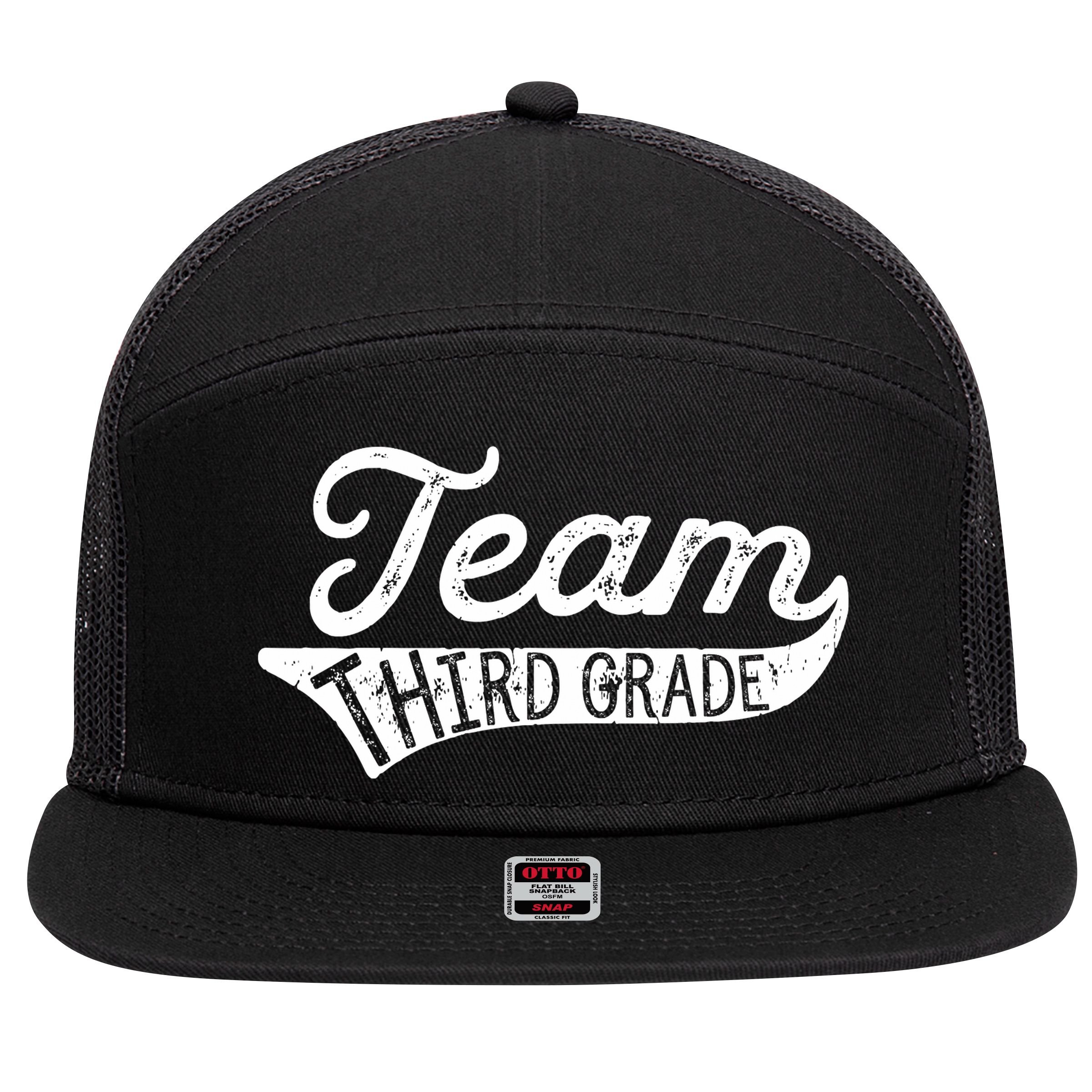 Team Third Grade Back To School Student Teacher 7 Panel Mesh Trucker Snapback Hat
