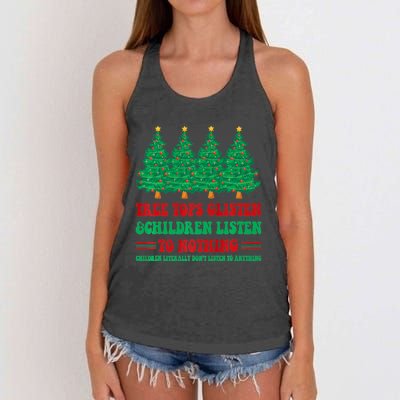 Tree Tops Glisten And Children Listen To Nothing Christmas Women's Knotted Racerback Tank