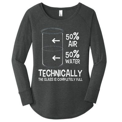 Technically The Glass Is Full Chemistry Humor Science Women's Perfect Tri Tunic Long Sleeve Shirt