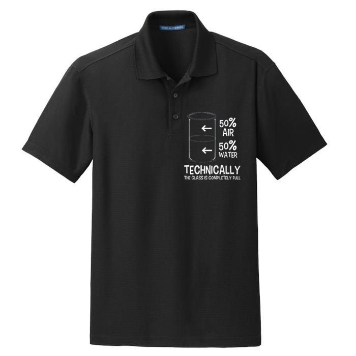 Technically The Glass Is Full Chemistry Humor Science Dry Zone Grid Polo