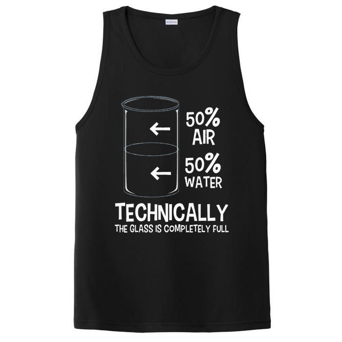 Technically The Glass Is Full Chemistry Humor Science PosiCharge Competitor Tank