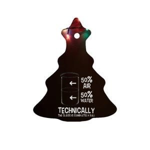 Technically The Glass Is Full Chemistry Humor Science Ceramic Tree Ornament