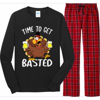 Time To Get Basted Funny Beer Thanksgiving Turkey Gifts Long Sleeve Pajama Set