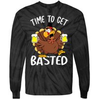 Time To Get Basted Funny Beer Thanksgiving Turkey Gifts Tie-Dye Long Sleeve Shirt