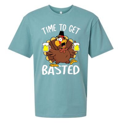 Time To Get Basted Funny Beer Thanksgiving Turkey Gifts Sueded Cloud Jersey T-Shirt