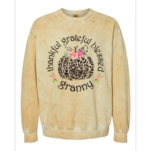 Thanksgiving Thankful Grateful Blessed Granny Granny Gift Funny Gift Colorblast Crewneck Sweatshirt