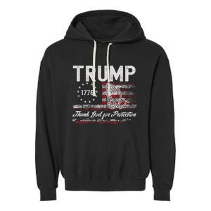 Trump Thank God For Protection President Donald Trump Garment-Dyed Fleece Hoodie