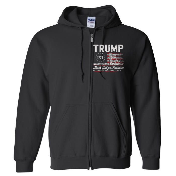 Trump Thank God For Protection President Donald Trump Full Zip Hoodie