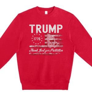 Trump Thank God For Protection President Donald Trump Premium Crewneck Sweatshirt