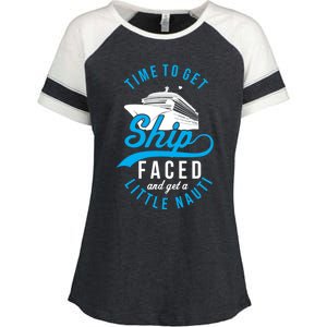 Time To Get Ship Faced And Get A Little Nauti Funny Cruise Gift Enza Ladies Jersey Colorblock Tee