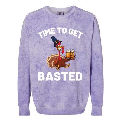 Time To Get Basted Funny Thanksgiving Nice Thanksgiving Gift Colorblast Crewneck Sweatshirt