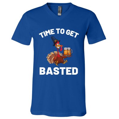 Time To Get Basted Funny Thanksgiving Nice Thanksgiving Gift V-Neck T-Shirt