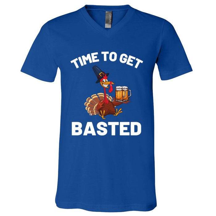 Time To Get Basted Funny Thanksgiving Nice Thanksgiving Gift V-Neck T-Shirt