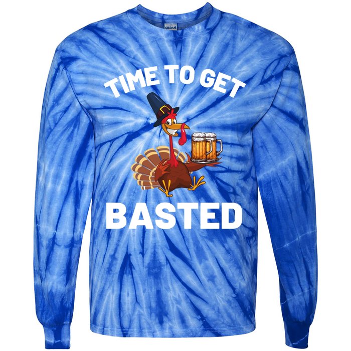 Time To Get Basted Funny Thanksgiving Nice Thanksgiving Gift Tie-Dye Long Sleeve Shirt