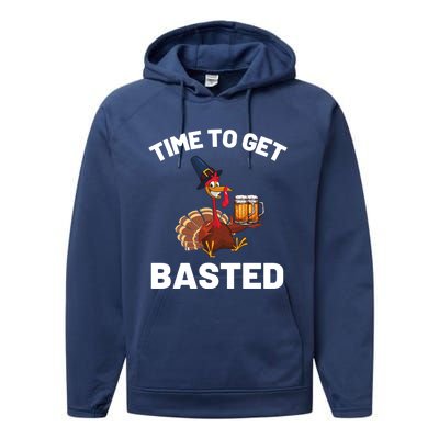 Time To Get Basted Funny Thanksgiving Nice Thanksgiving Gift Performance Fleece Hoodie