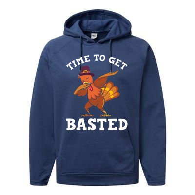 Time To Get Basted Funny Turkey Thanksgiving Great Gift Performance Fleece Hoodie