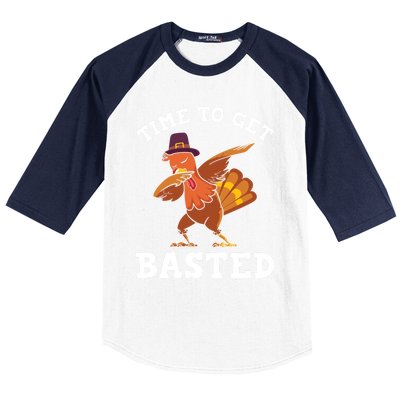 Time To Get Basted Funny Turkey Thanksgiving Great Gift Baseball Sleeve Shirt