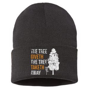 The Tree Giveth The Tree Taketh Away Frisbee Disc Golf Gifts Sustainable Knit Beanie