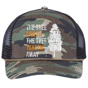 The Tree Giveth The Tree Taketh Away Frisbee Disc Golf Gifts Retro Rope Trucker Hat Cap