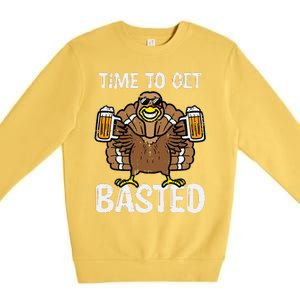 Time To Get Basted Funny Thanksgiving Turkey Day Premium Crewneck Sweatshirt