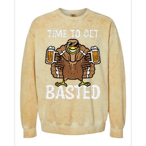 Time To Get Basted Funny Thanksgiving Turkey Day Colorblast Crewneck Sweatshirt