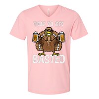 Time To Get Basted Funny Thanksgiving Turkey Day V-Neck T-Shirt