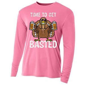 Time To Get Basted Funny Thanksgiving Turkey Day Cooling Performance Long Sleeve Crew