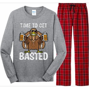 Time To Get Basted Funny Thanksgiving Turkey Day Long Sleeve Pajama Set