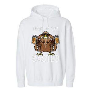 Time To Get Basted Funny Thanksgiving Turkey Day Garment-Dyed Fleece Hoodie