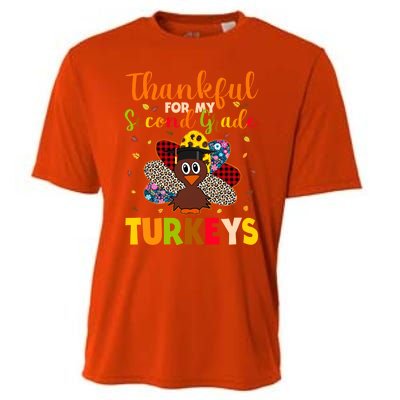 Teacher Thanksgiving Gift Thankful For Second Grade Turkeys Gift Cooling Performance Crew T-Shirt