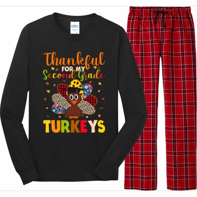 Teacher Thanksgiving Gift Thankful For Second Grade Turkeys Gift Long Sleeve Pajama Set