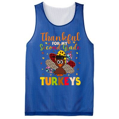 Teacher Thanksgiving Gift Thankful For Second Grade Turkeys Gift Mesh Reversible Basketball Jersey Tank