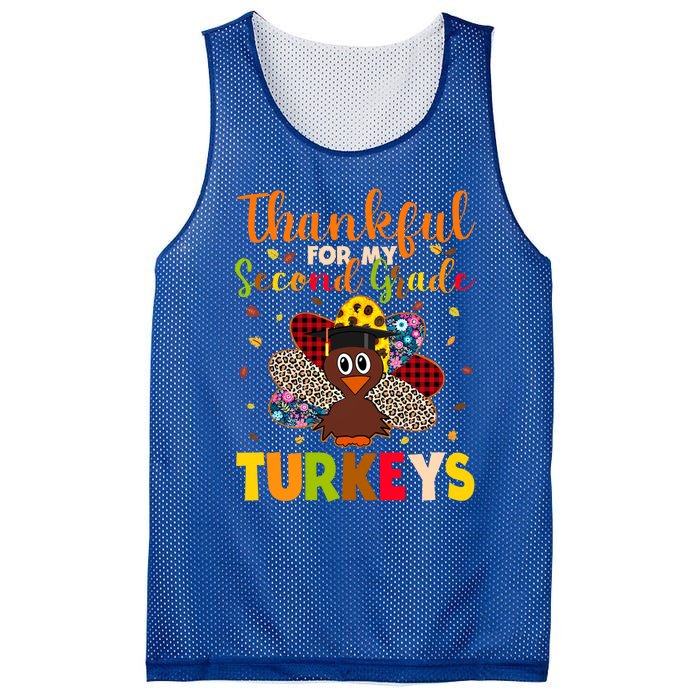 Teacher Thanksgiving Gift Thankful For Second Grade Turkeys Gift Mesh Reversible Basketball Jersey Tank