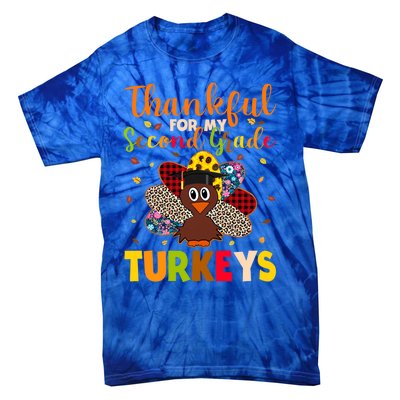 Teacher Thanksgiving Gift Thankful For Second Grade Turkeys Gift Tie-Dye T-Shirt