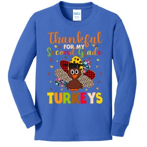 Teacher Thanksgiving Gift Thankful For Second Grade Turkeys Gift Kids Long Sleeve Shirt