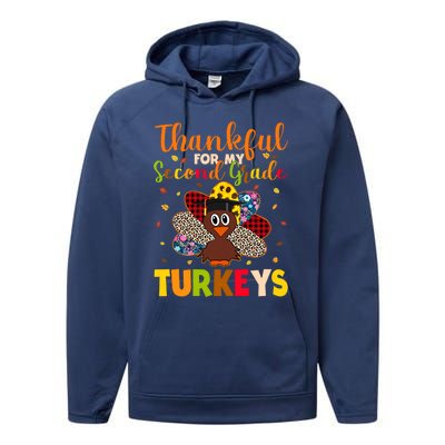 Teacher Thanksgiving Gift Thankful For Second Grade Turkeys Gift Performance Fleece Hoodie