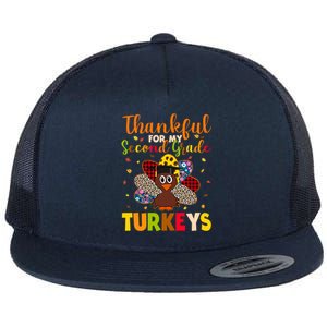 Teacher Thanksgiving Gift Thankful For Second Grade Turkeys Gift Flat Bill Trucker Hat