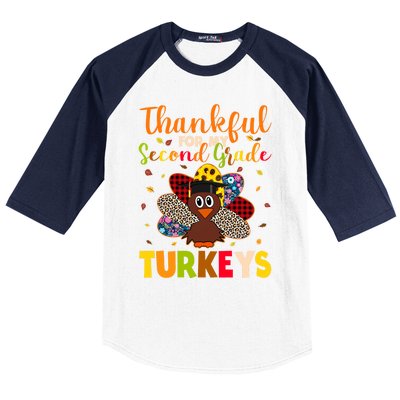 Teacher Thanksgiving Gift Thankful For Second Grade Turkeys Gift Baseball Sleeve Shirt