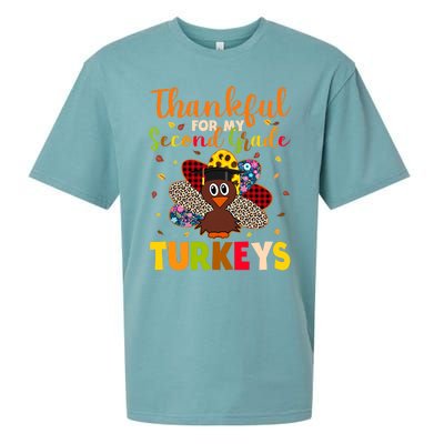 Teacher Thanksgiving Gift Thankful For Second Grade Turkeys Gift Sueded Cloud Jersey T-Shirt