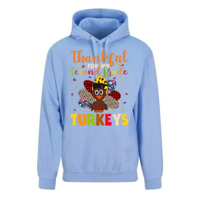 Teacher Thanksgiving Gift Thankful For Second Grade Turkeys Gift Unisex Surf Hoodie