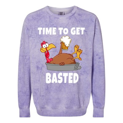 Time To Get Basted Thanksgiving Beer Turkey Gift For Great Gift Colorblast Crewneck Sweatshirt