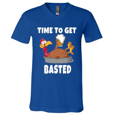 Time To Get Basted Thanksgiving Beer Turkey Gift For Great Gift V-Neck T-Shirt