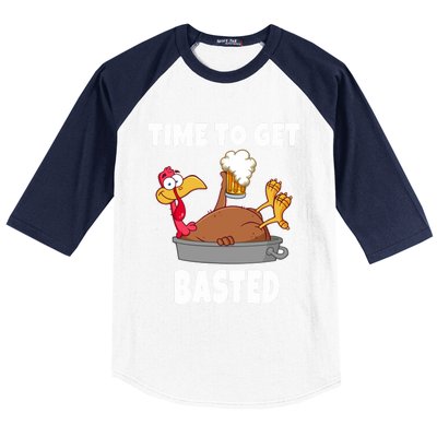 Time To Get Basted Thanksgiving Beer Turkey Gift For Great Gift Baseball Sleeve Shirt