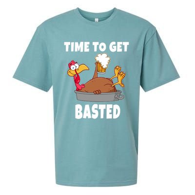 Time To Get Basted Thanksgiving Beer Turkey Gift For Great Gift Sueded Cloud Jersey T-Shirt