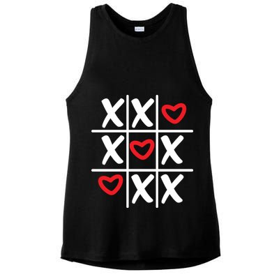 Tictac Toe Heart Valentines Day Gift Ladies PosiCharge Tri-Blend Wicking Tank