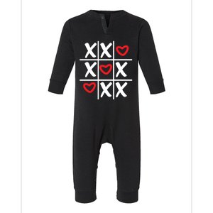 Tictac Toe Heart Valentines Day Gift Infant Fleece One Piece